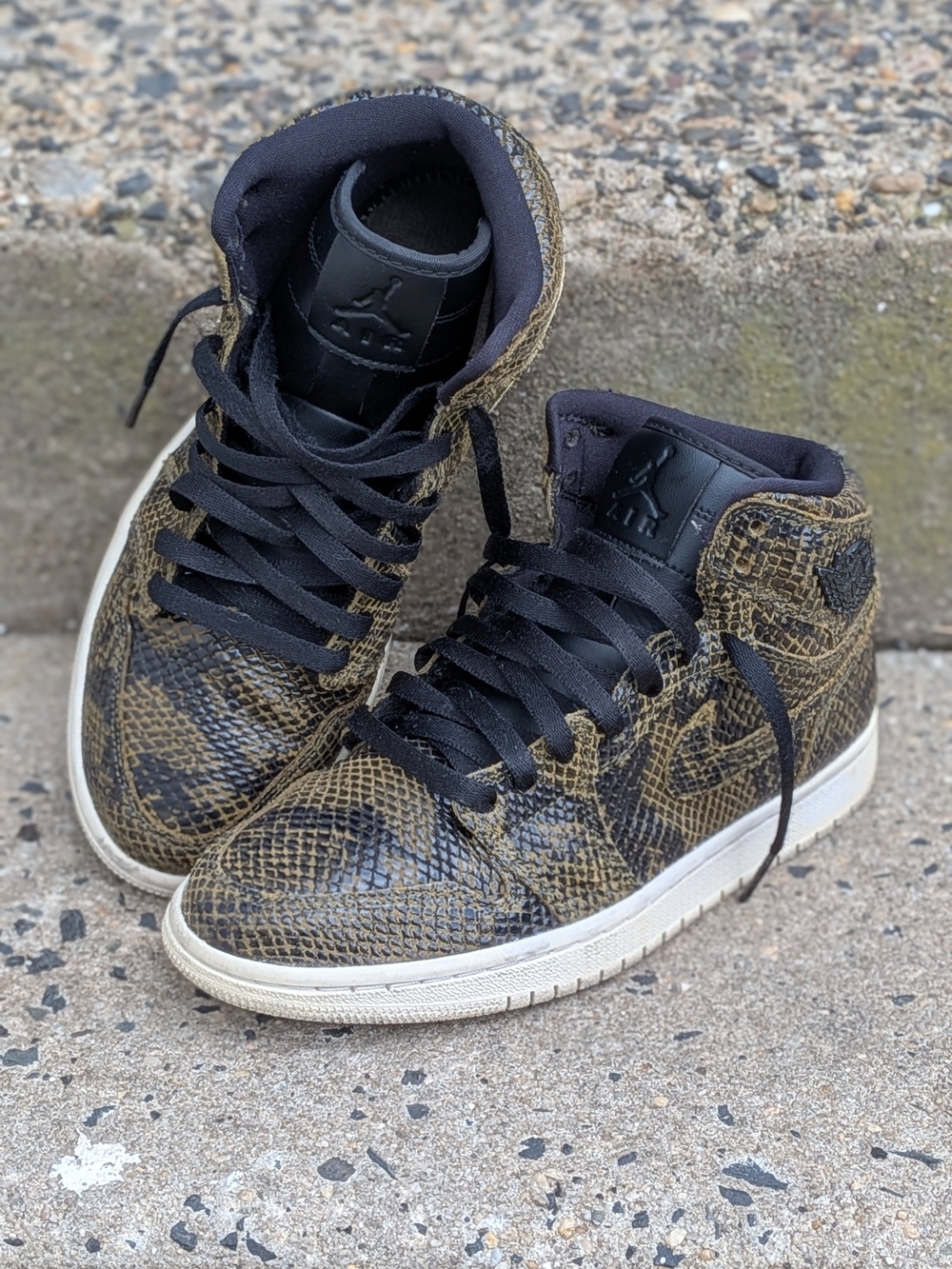 Air Jordan 1s High-Top Sneakers in Brown Snake Print Size 7